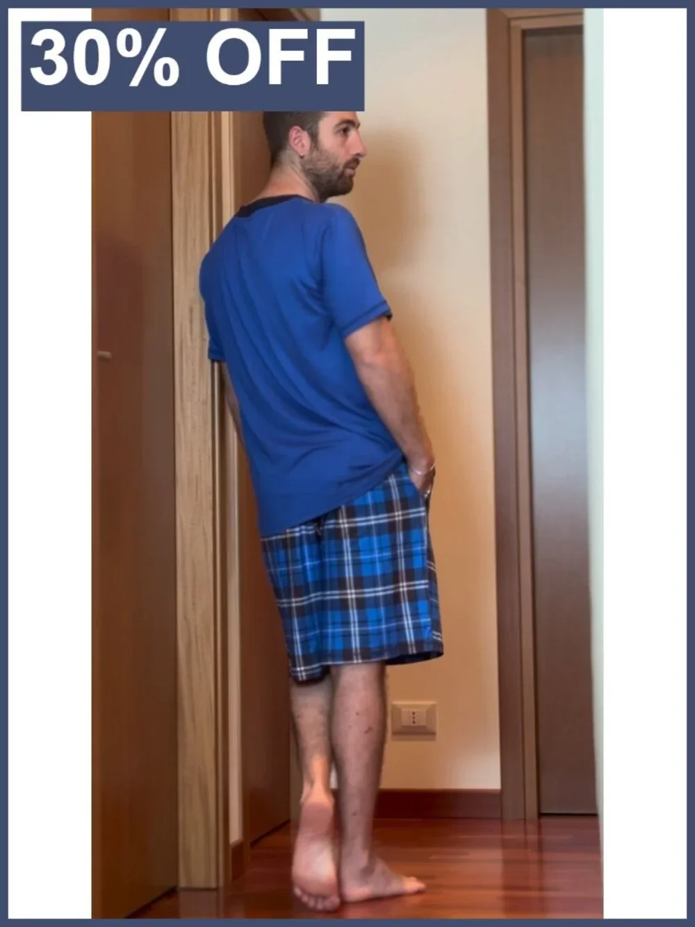 Men's Pajama Set Short Sleeve V-Neck Lounge Sleepwear Lightweight with Pockets